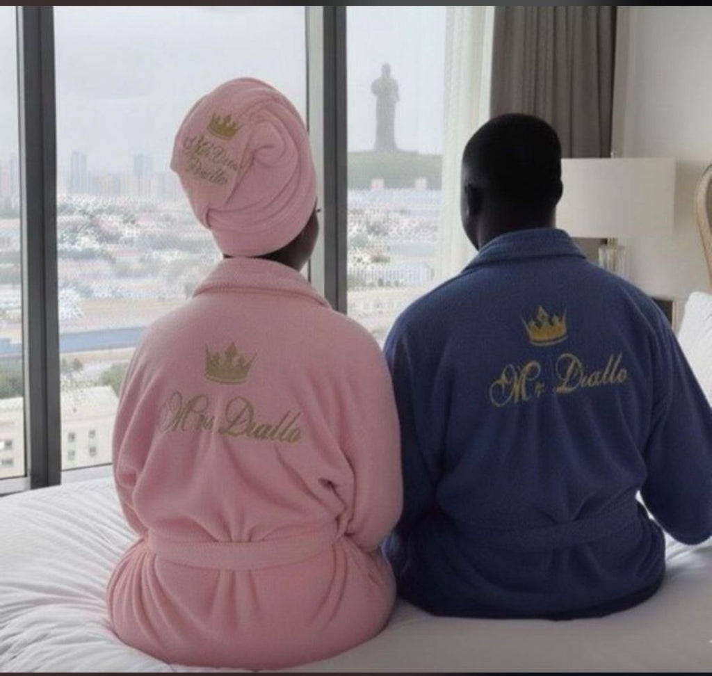 Peignoir serviette mixe Brodé Personnalisé Dakar | Éponge Luxe Prénom Brodé