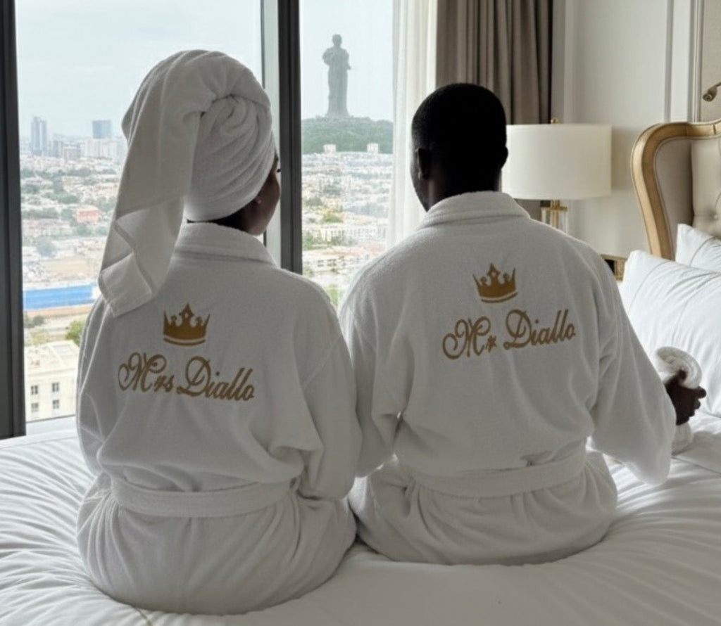 Peignoir serviette mixe Brodé Personnalisé Dakar | Éponge Luxe Prénom Brodé