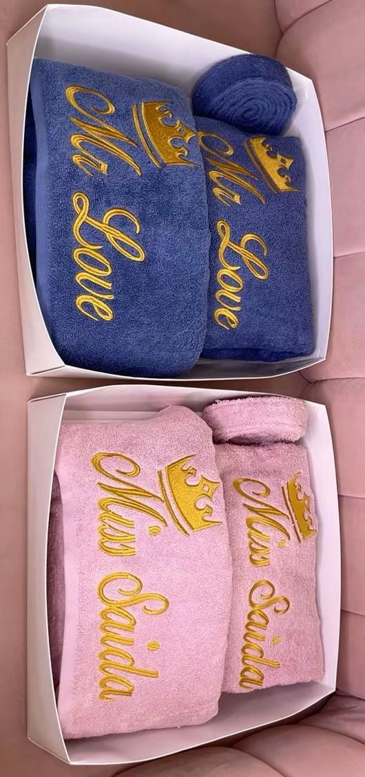 Peignoir serviette mixe Brodé Personnalisé Dakar | Éponge Luxe Prénom Brodé