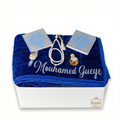 Box de Prière Complète Bleue Personnalisée Dakar | Tapis Gravé Prénom