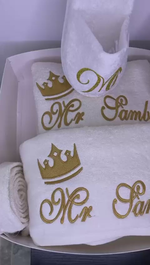 Peignoir serviette mixe Brodé Personnalisé Dakar | Éponge Luxe Prénom Brodé