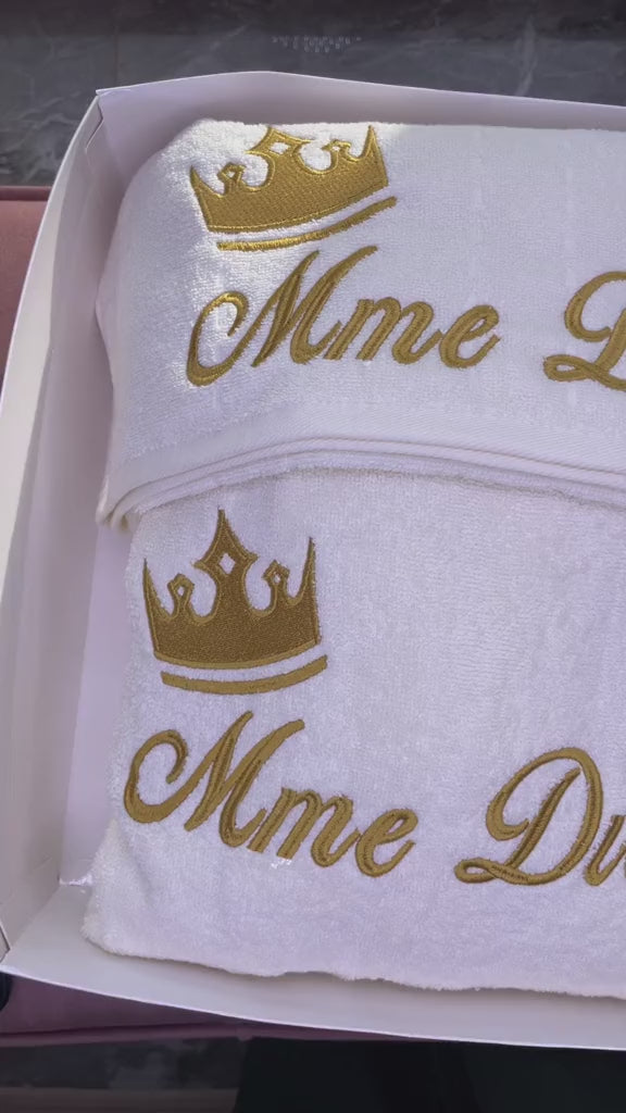 Peignoir serviette mixe Brodé Personnalisé Dakar | Éponge Luxe Prénom Brodé