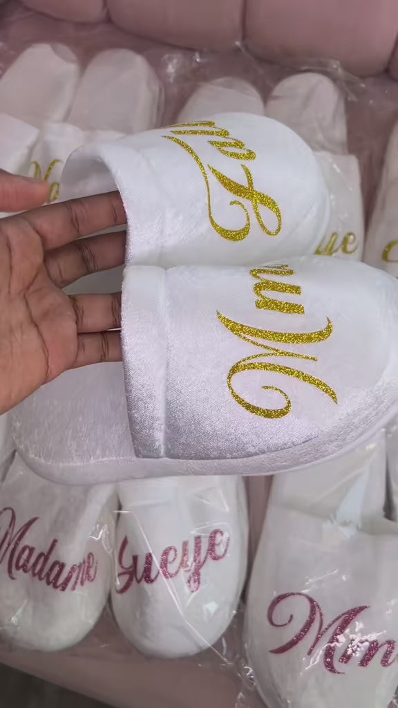 Pantoufle blanc personaliser